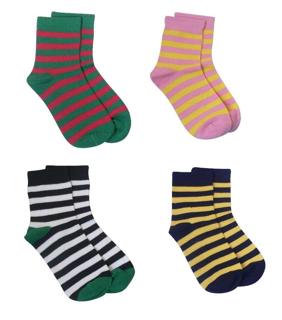 Kids Premium Bamboo Socks By Rambutan Striped Multi-color Soft Seamless Toe