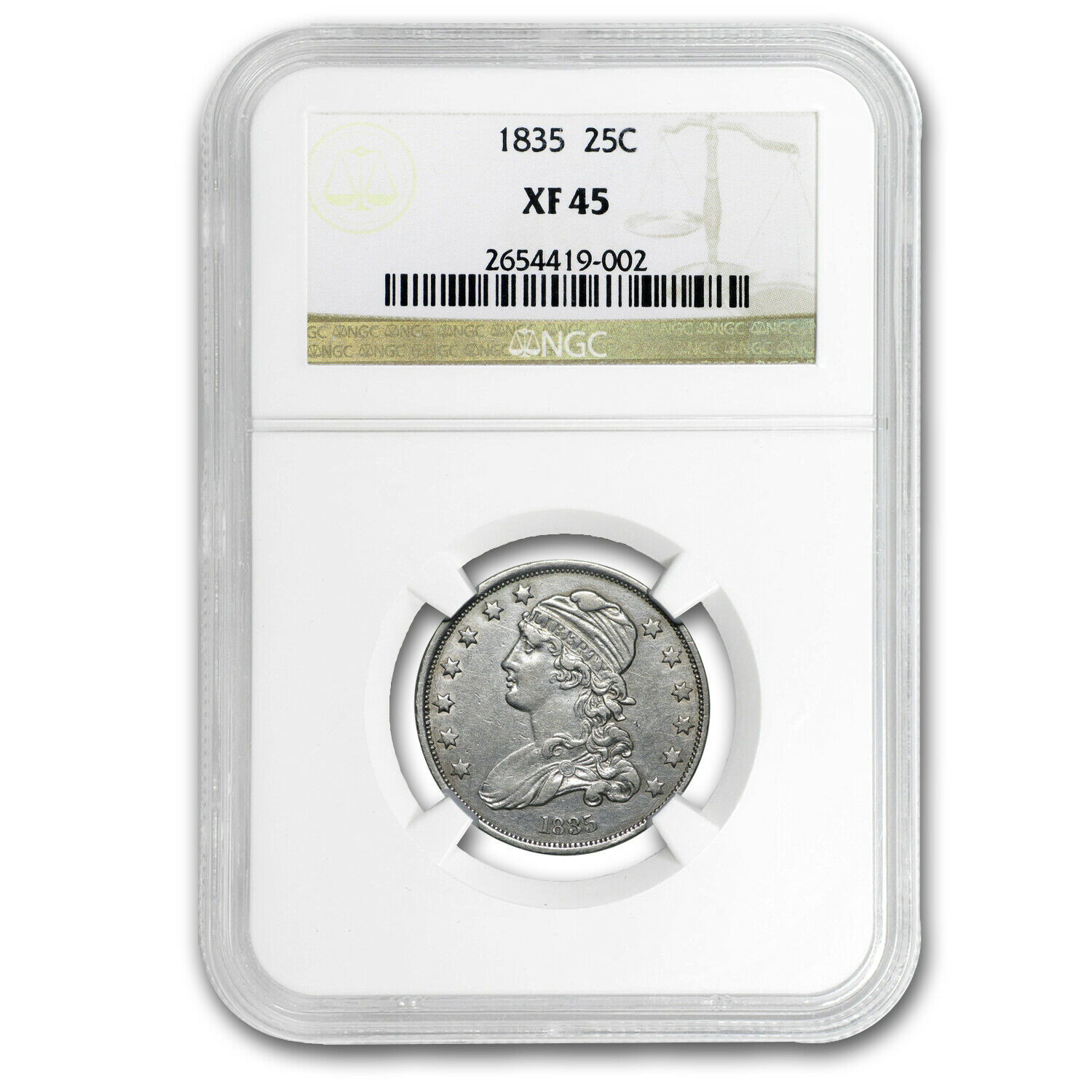 1835 Capped Bust Quarter Xf-45 Ngc